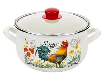 HRNEC SMALTOVANÝ PYZA S POKLIČKOU 24CM 5,6L KOGUCIK