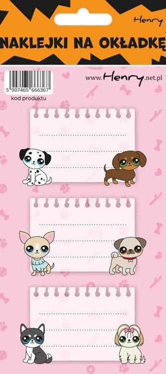 Naklejki na zeszyty - Pieski (12szt)