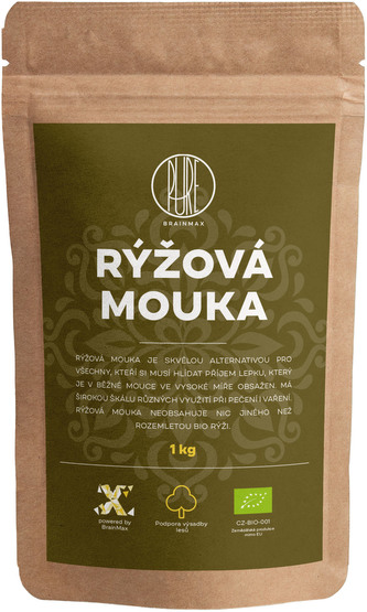 BrainMax Pure Rýžová mouka, bezlepková BIO, 1 kg