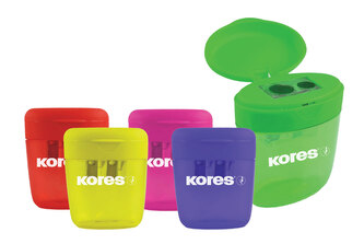 DEPOSITO, dvojité plastové ořezávátko se zásobníkem, barevný mix