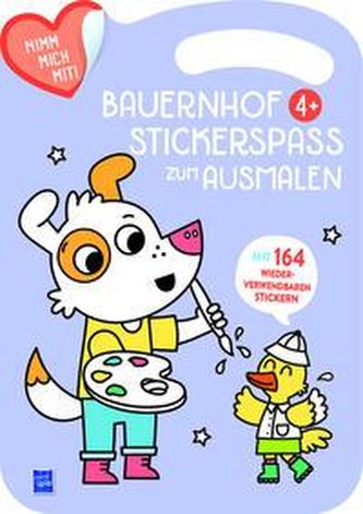 Bauernhof Stickerspaß zum Ausmalen 4+ (Cover violett, Hund)