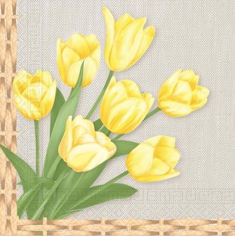 UBROUSKY 3VRSTVÉ ŽLUTÉ TULIPÁNY 33X33CM