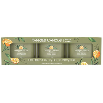 Yankee Candle Sada votivních svíček ve skle Sage & Citrus 3 x 37 g unisex