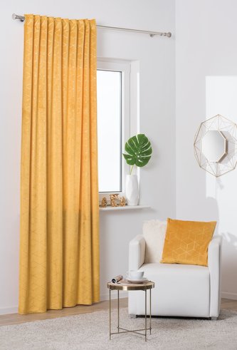 Dekorační vzorovaný závěs s tunýlkem SANSO mustard/hořčicová 140x260 cm (cena za 1 kus) MyBestHome