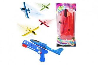Letadlo vystřelovací pěnové s pistolí 25cm 4 barvy v sáčku