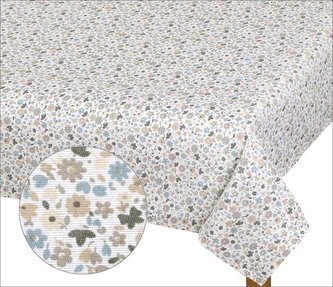 Ubrus EMA - béžovomodrý kvítek - 100x100 cm