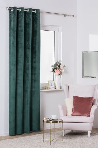 Dekorační velvet závěs na kroužky CRISTAL 135x260 cm, zelená (cena za 1 kus) MyBestHome