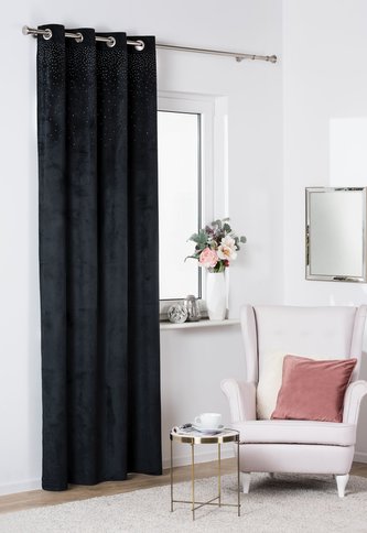 Dekorační velvet závěs na kroužky CRISTAL 135x260 cm, černá (cena za 1 kus) MyBestHome