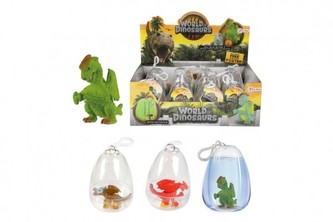 Dinosaurus/Drak rostoucí barevný s přívěskem v plastovém vejci mix druhů 12ks v boxu