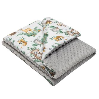Dětská deka z Minky s výplní New Baby Zvířátka šedá 80x102 cm