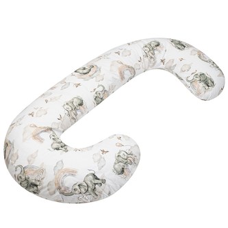 Univerzální kojící polštář ve tvaru C New Baby Sloníci bílo-šedý