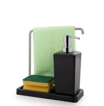 Dávkovač na mýdlo se stojánkem černý 21x10x20cm