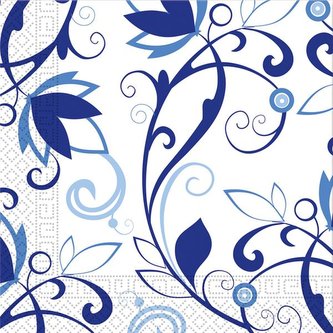 UBROUSKY 3VRSTVÉ KVĚTY 33X33CM, MODRO/BÍLÁ