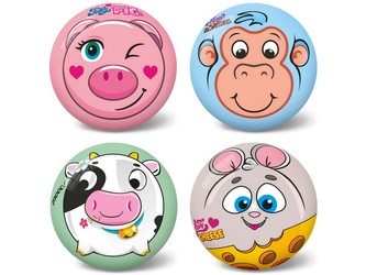 Míč zvířátka obličej - prasátko, kravička, opička, myška, 11 cm
