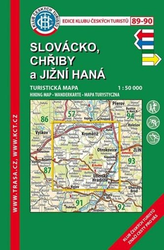 Slovácko,Chřiby,J.Haná /KČT 89-90  1:50T Turistická mapa