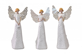 Anděl Flo Silver 20 cm, kovová křídla