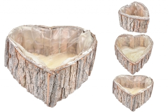 Srdce z kůry sada 3 ks