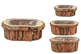 Květináč z kůry oválný sada 3 ks