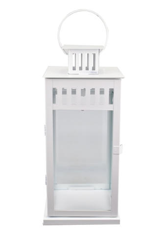 Kovová lucerna bílá 29,5x14,5x14,5 cm