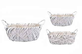 Proutěný koš bílý sada 2 ks