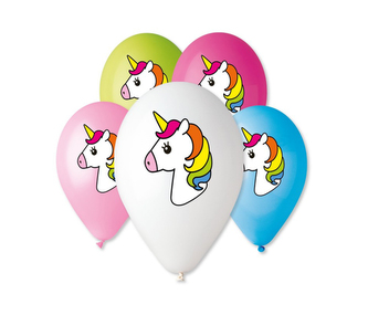 Balónky s potiskem 5 ks OBYČ. Jednorožec