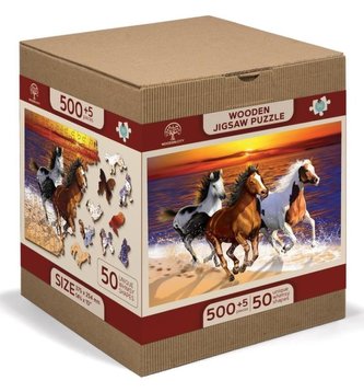 Wooden City Puzzle Koně ve vodě 505 dílků, dřevěné