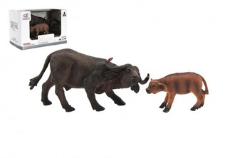 Zvířátka safari ZOO 12cm buvol plast 2ks v krabičce 16x11x9,5cm