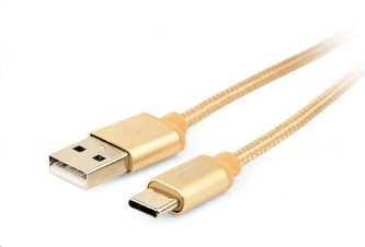 GEMBIRD Kabel USB na USB-C kabel (AM/CM), 1,8m, opletený, zlatý, blister