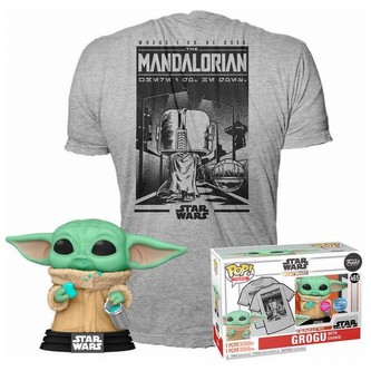 Funko POP! & Tee Box: The Mandalorian - Grogu w/cookie XL