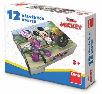 Mickey a Minnie - Dřevěné kostky 12 ks