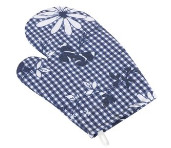 Kuchyňská chňapka - modrá kostička s květem - chňapka 28x18 cm