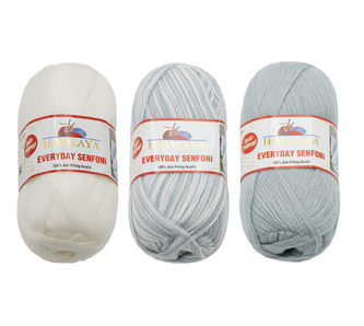 Příze HiMALAYA EVERYDAY SENFONi - šedá, bílá - 100g / 196 m - balení 3 x 100g