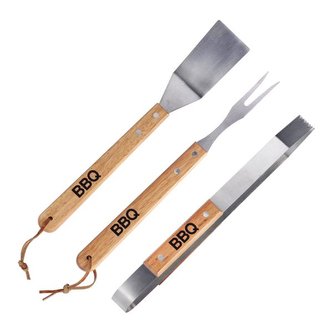 NÁČINÍ GRILOVACÍ BBQ SET 3KS 5X34CM NEREZ/DUB