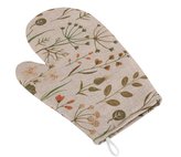 Kuchyňská chňapka - větvičky na režné - béžová, zelená, oranžová - chňapka 28x18 cm