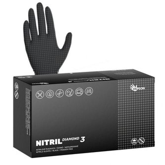 Rukavice jednorázové nepudrované NITRIL DIAMONT3 černé, velikost M