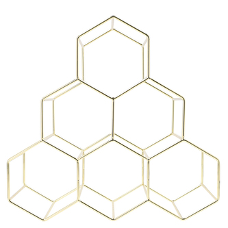 Kovový zlatý stojan na víno pro 6 lahví vína DUNCAN 33x16x31 cm Homla