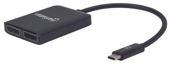 MANHATTAN Rozdělovač, MST Hub, USB-C na Dual DisplayPort Adaptér, černý