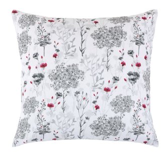 Povláček DITA - šedé větvičky - šedá, červená, bílá - 45x45 cm