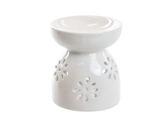 Aromalampa bílá s květinkami 10x9 cm