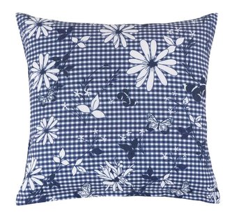 Povláček DITA - kostička modrá s květem - 45x45 cm