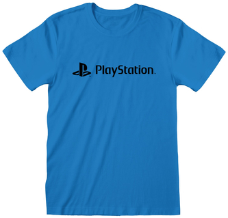 Unisex tričko Playstation: Black Logo (L) modrá bavlna