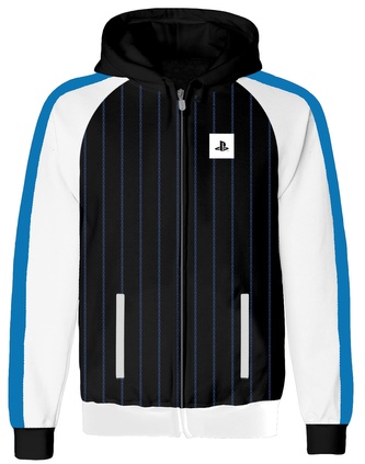 Pánská mikina s kapucí na zip Playstation: Striped Logo (XL) černá bavlna