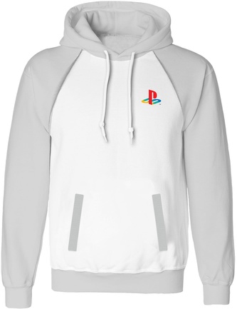 Pánská mikina s kapucí Playstation: Classic Logo (XL) bílá bavlna
