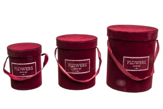 Flower box bordó sametový, sada 3 ks