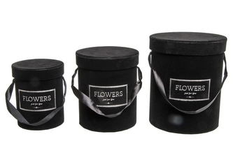 Flower box černý sametový, sada 3 ks