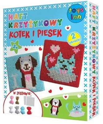 Haft krzyżykowy Kotek i piesek