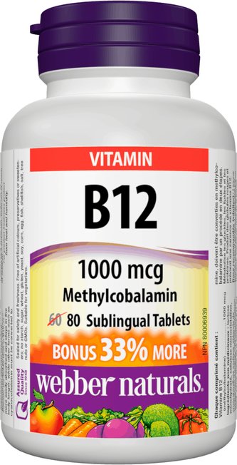 Webber Naturals B12 1000 mcg 80 tbl