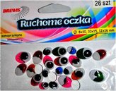 Ruchome oczka owalne z kolorowymi rzęsami 26szt