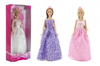 Panenka nevěsta Anlily v šatech kloubová plast 28cm 3 barvy v krabici 14x32x5cm