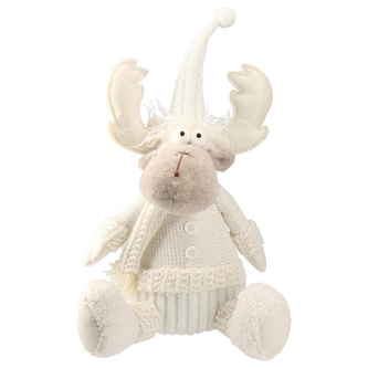 Dekorace - sob v svetříku, plyšoví, sedící/37cm